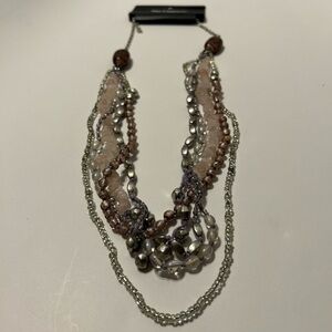 PIER 1 Long Layered Bead and  Crystal Necklace